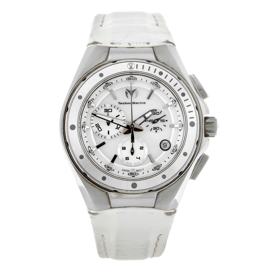 TECHNOMARINE - a gentleman's chronograph wrist watch: TECHNOMARINE - a gentleman's chronograph wrist watch. Reference 110005, serial 10047599. Unsigned quartz movement. Silvered dial with baton hour markers, subsidiary recorder dials to two, six and ten.