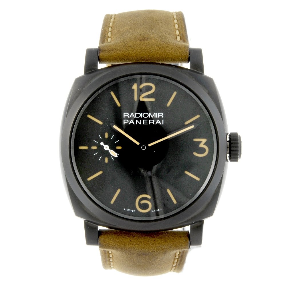 PANERAI - a limited edition gentleman's stainless steel: PANERAI - a limited edition gentleman's Radiomir 1940 3 Days Paneristi Forever wrist watch. Number 429 of 500. Reference OP6957, serial BB1621563. Signed manual wind calibre P.3000. Black dial with ba