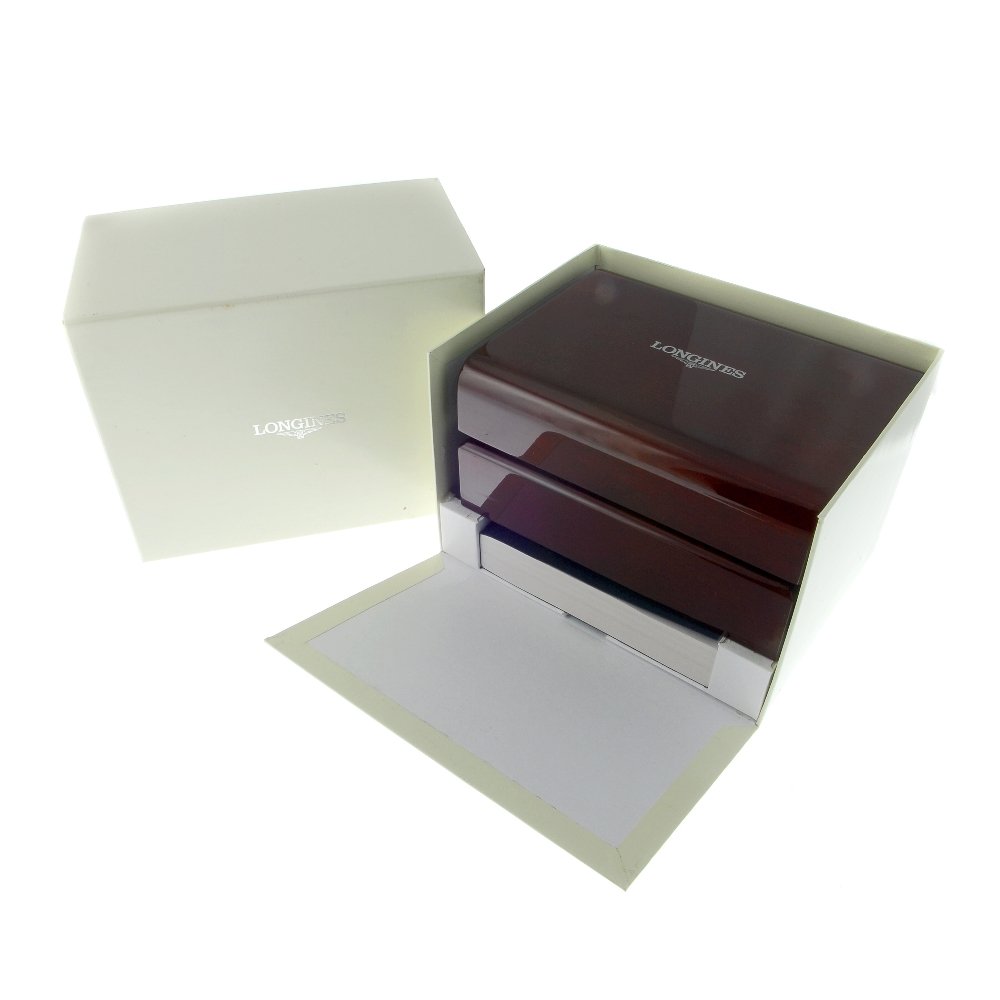LONGINES - a group of three complete watch boxes.: LONGINES - a group of three complete watch boxes.