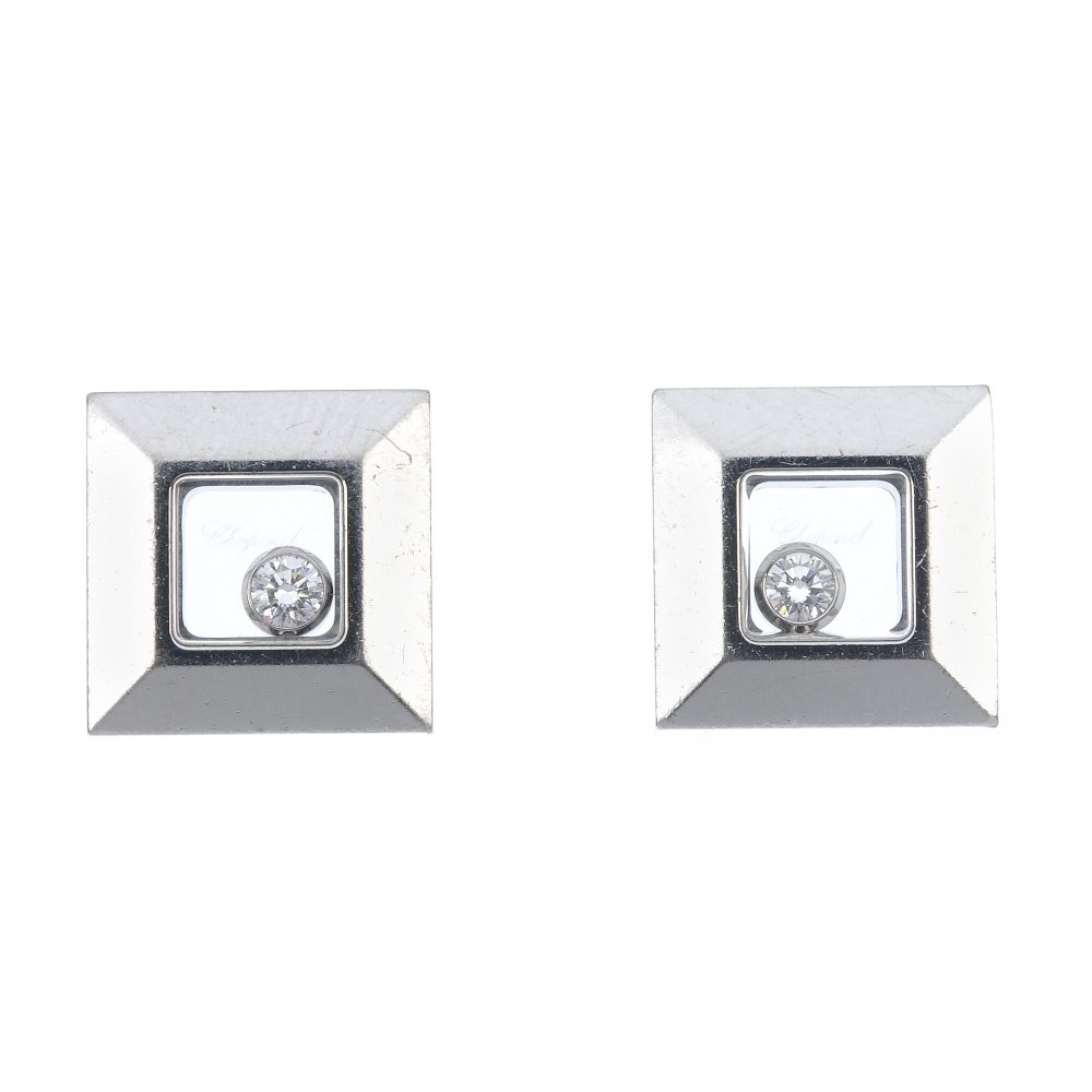 CHOPARD - a pair of 18ct gold 'Happy Diamond' ear (1 of 3)