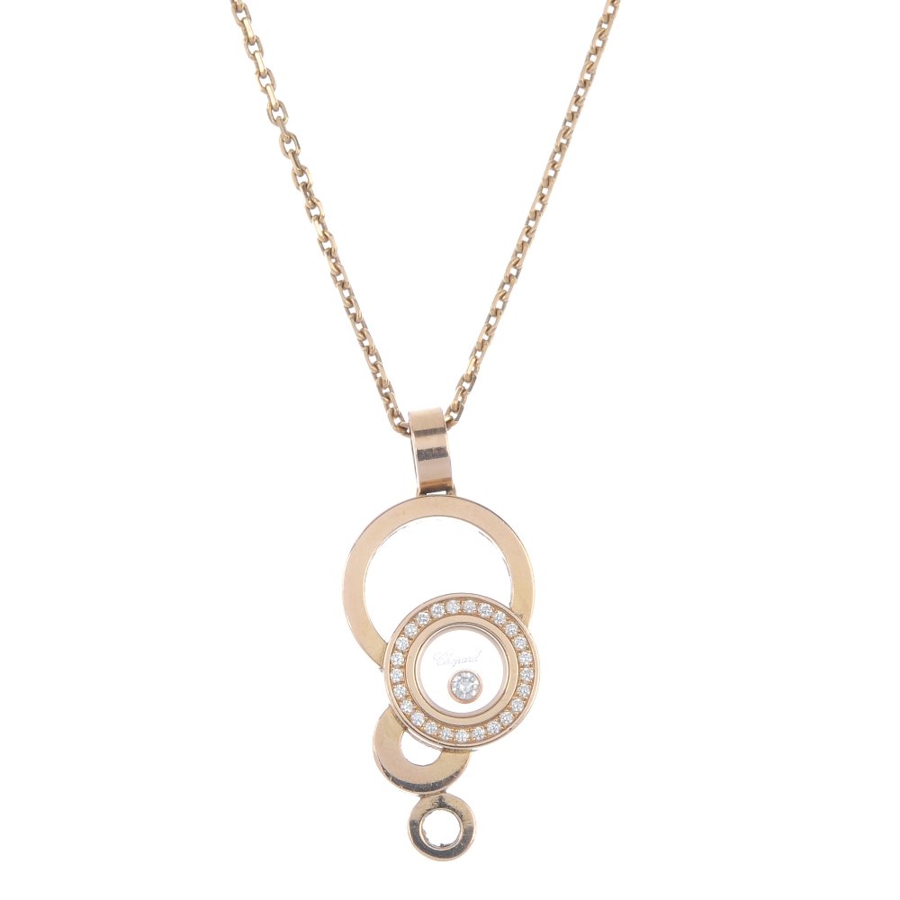 CHOPARD - an 18ct gold 'Happy Bubbles' diamond pendant. (1 of 3)