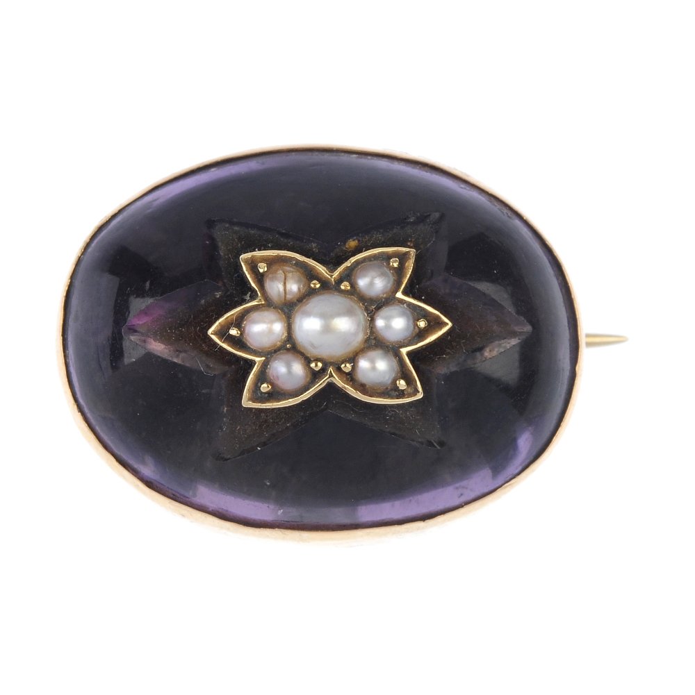 An early 20th century amethyst and split pearl brooch. (1 of 2)