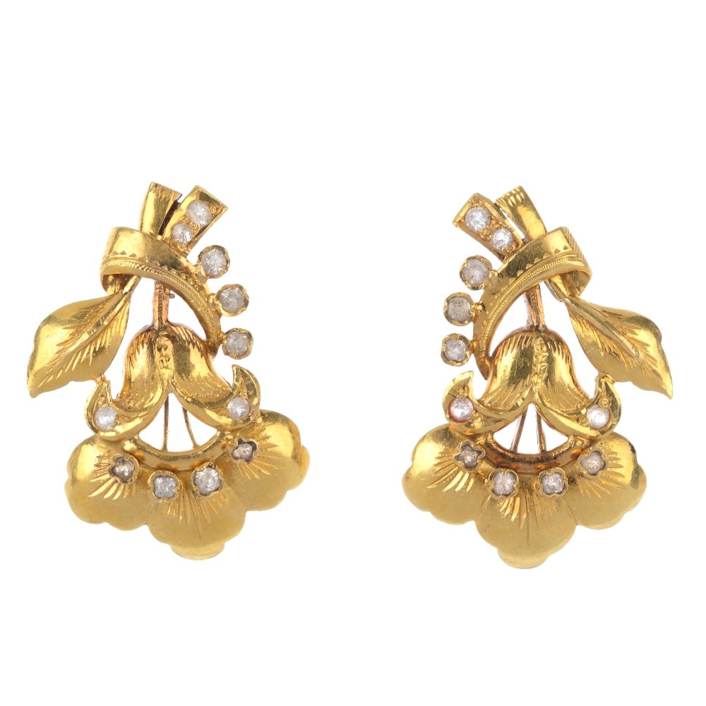 A pair of paste floral ear studs. (1 of 3)