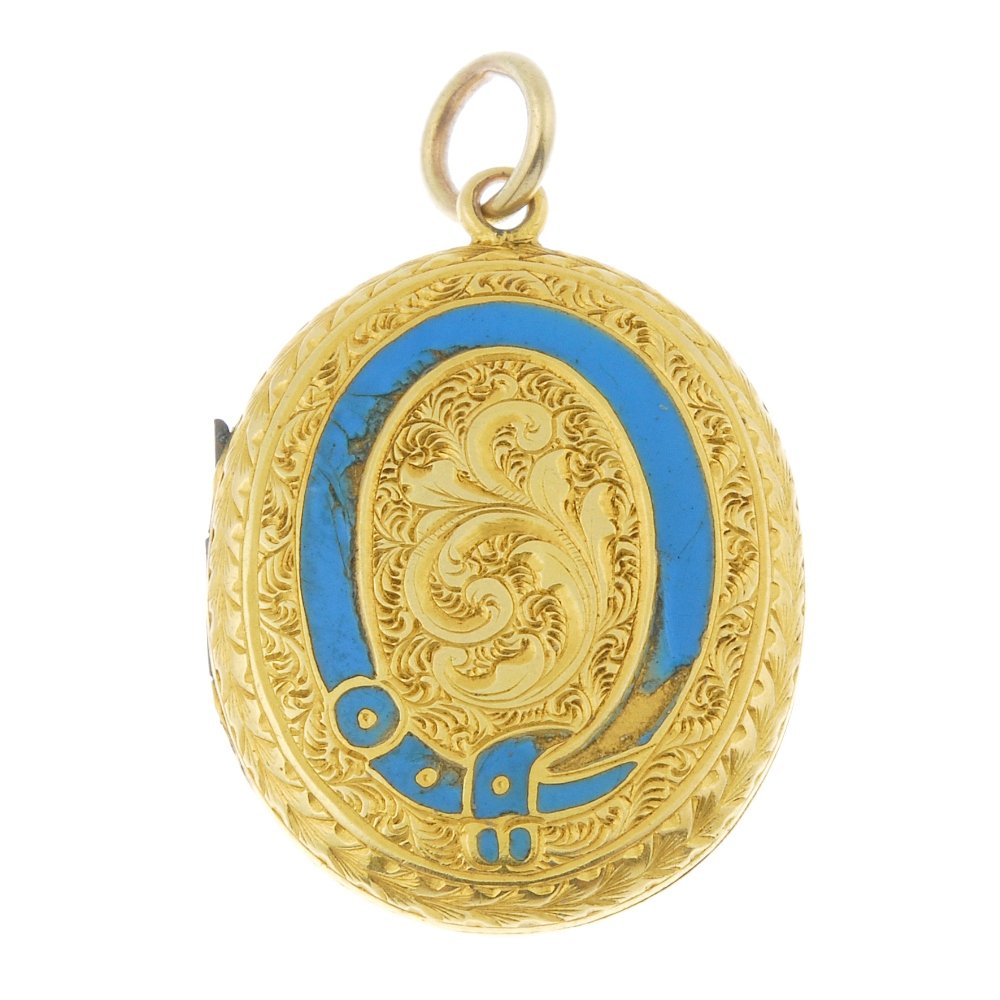 An early 20th century gold enamel locket. (1 of 3)