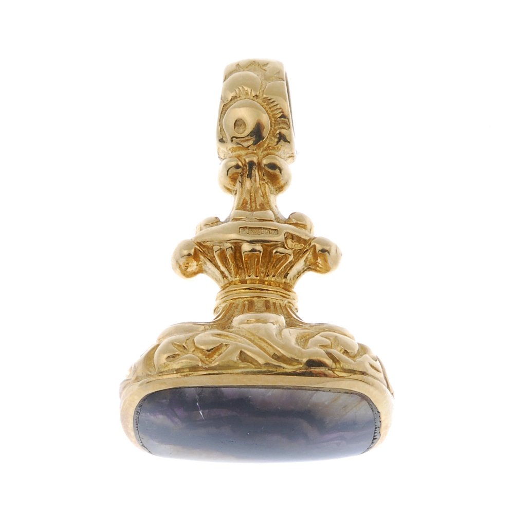A gold stone-set fob. (1 of 2)