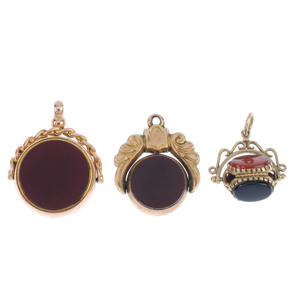 Three hardstone swivel fobs. (1 of 2)