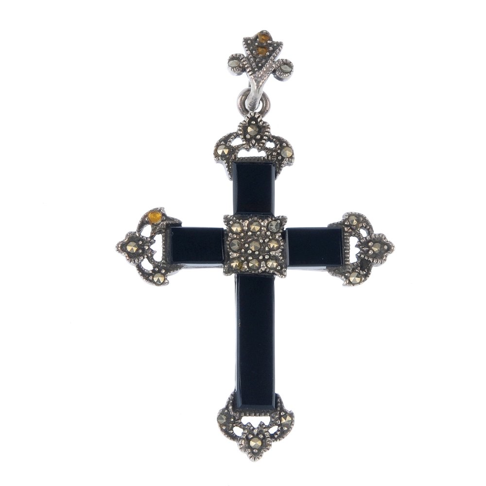 A selection of marcasite jewellery.: A selection of marcasite jewellery. To include double clip brooches, earrings and pendants. (22) Some with marks to indicate silver. Total weight 130.5gms.