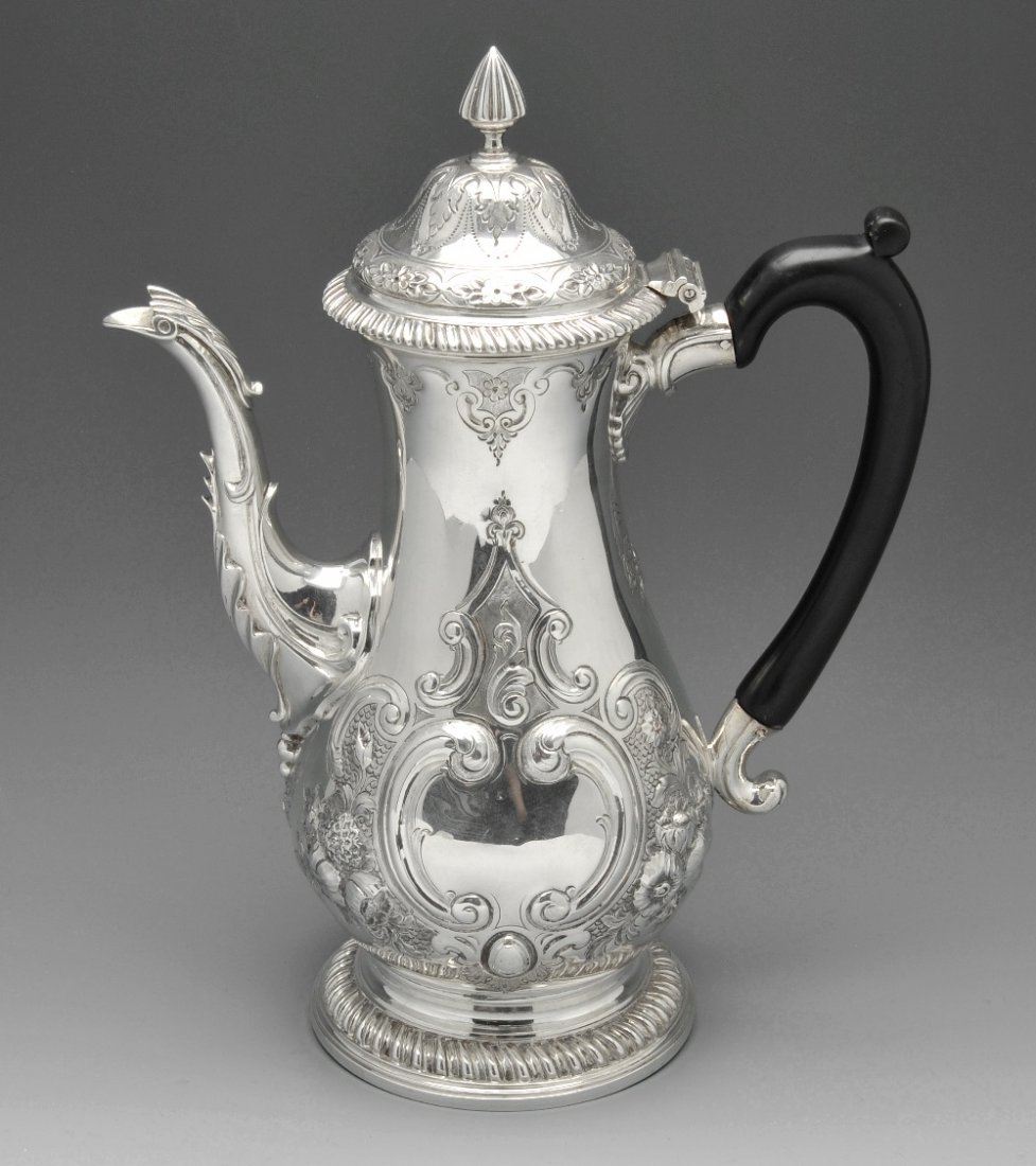 A George III silver coffee pot. (1 of 8)