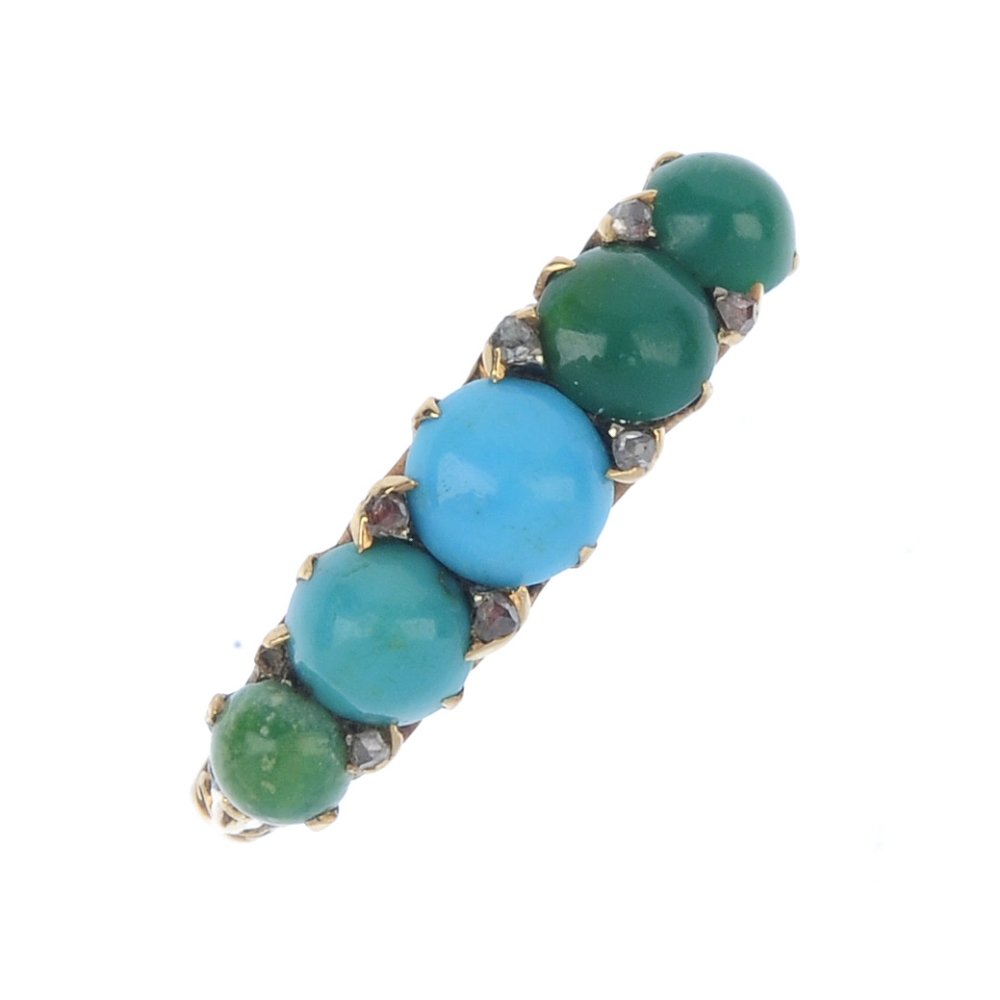 An 18ct turquoise and diamond ring. (1 of 3)