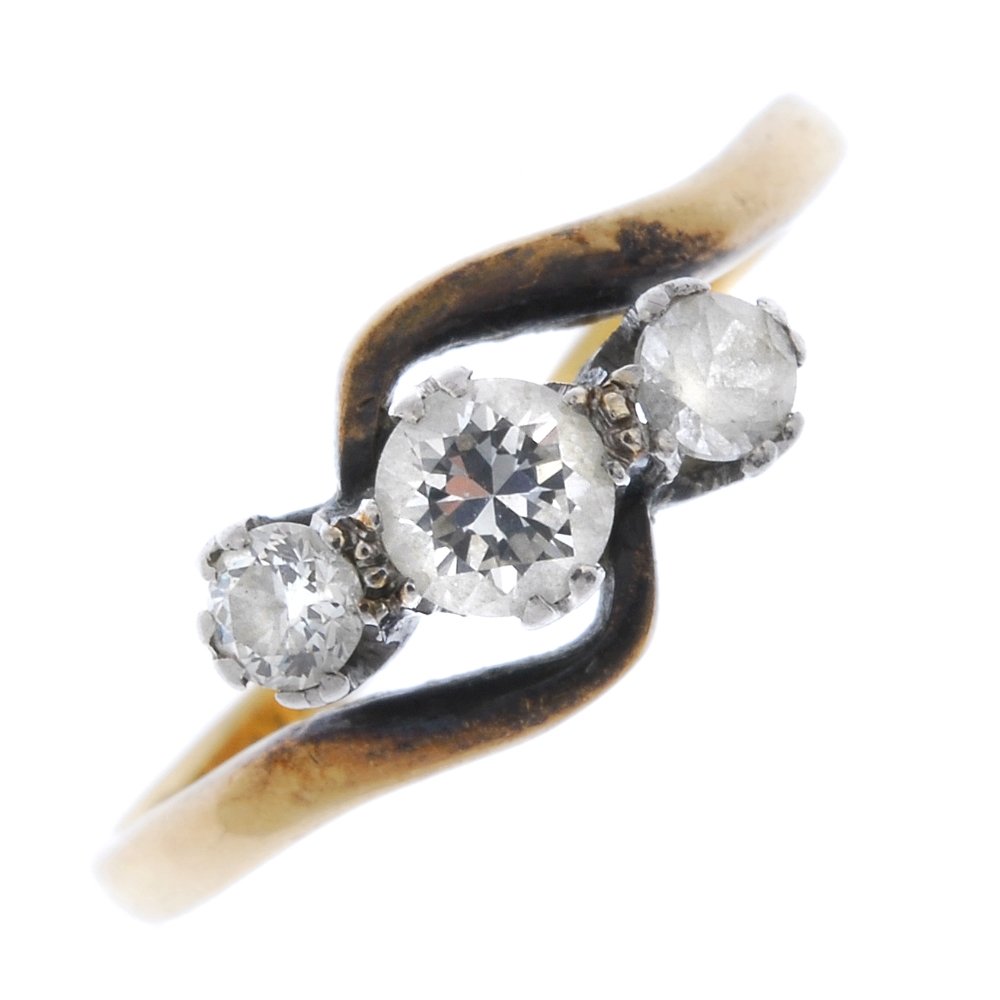 A mid 20th century platinum and 18ct gold diamond and (1 of 4)