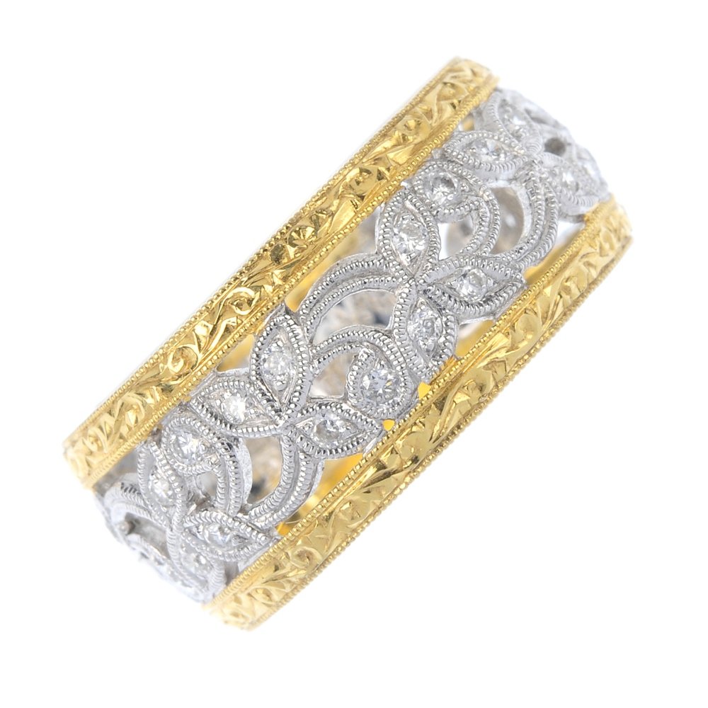 An 18ct gold diamond band ring. (1 of 3)