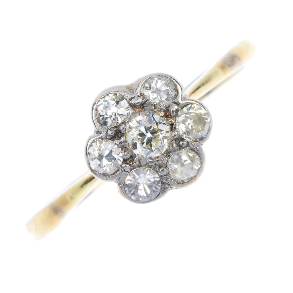 A mid 20th century gold and platinum diamond floral (1 of 4)