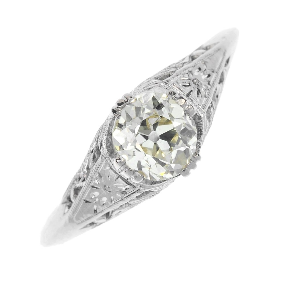 A diamond single-stone ring. (1 of 4)