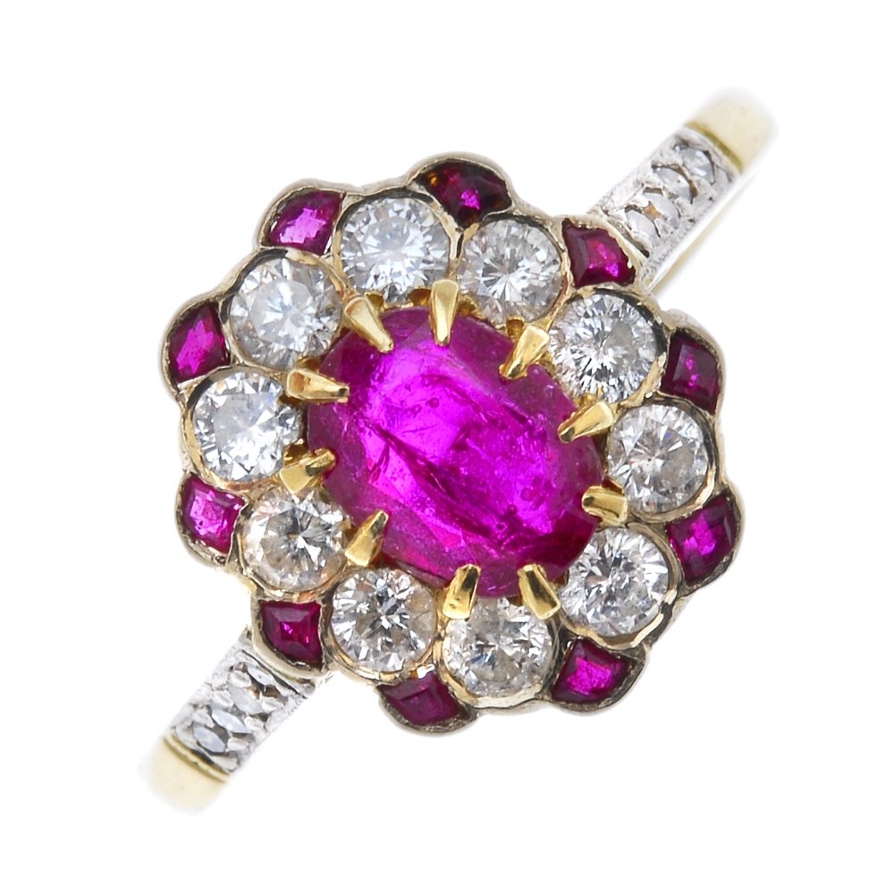 A ruby and diamond cluster ring. (1 of 4)