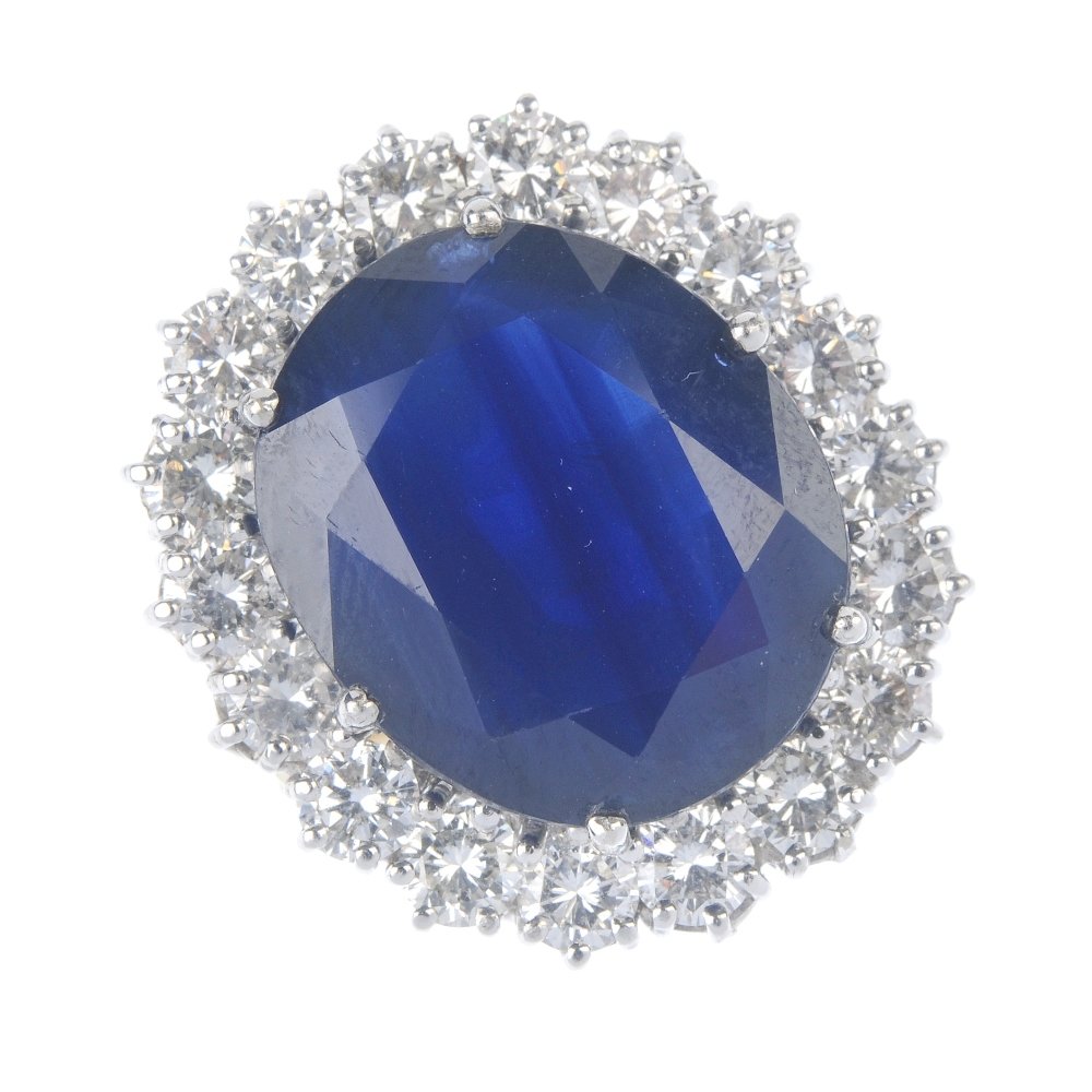 A sapphire and diamond cluster ring. (1 of 4)