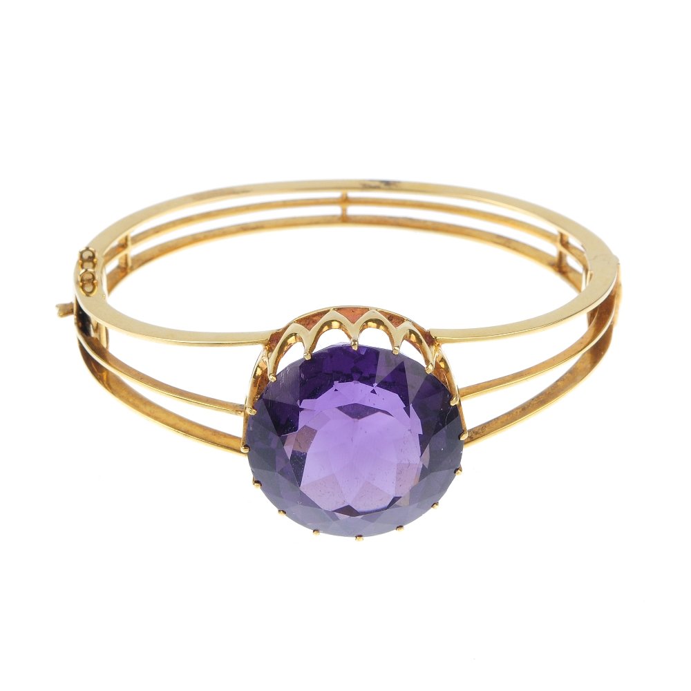 An amethyst hinged bangle. (1 of 3)