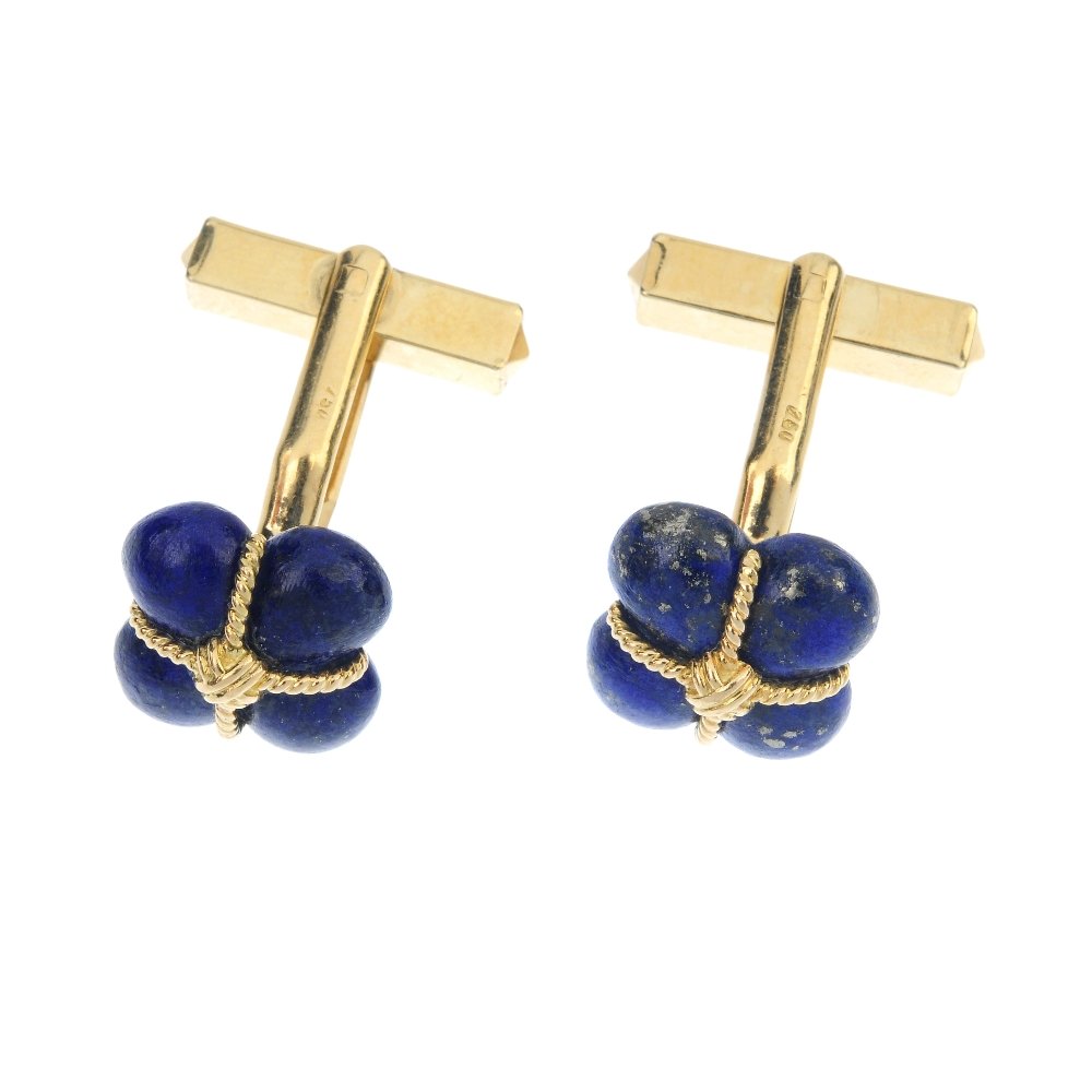 A pair of lapis lazuli cufflinks. (1 of 2)