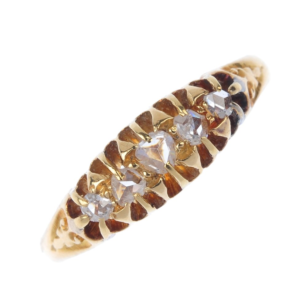 An early 20th century 18ct gold diamond five-stone (1 of 4)