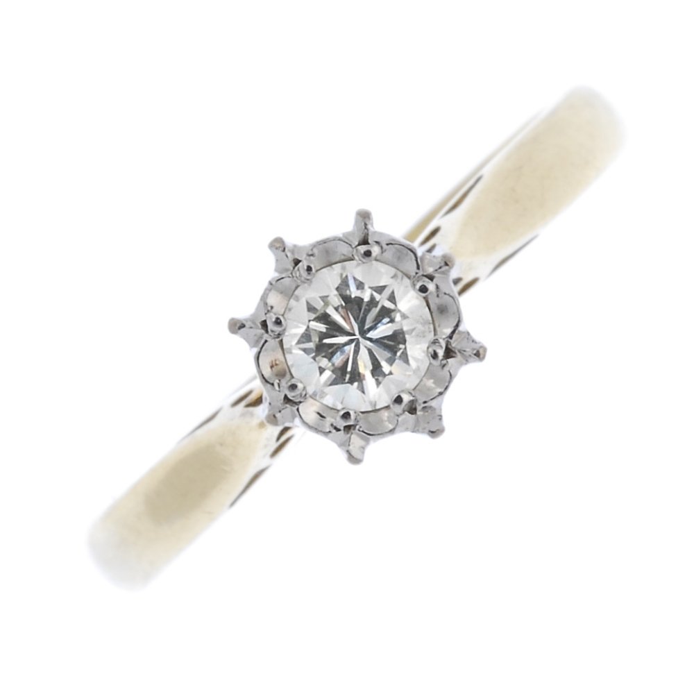 An 18ct gold diamond single-stone ring. (1 of 2)