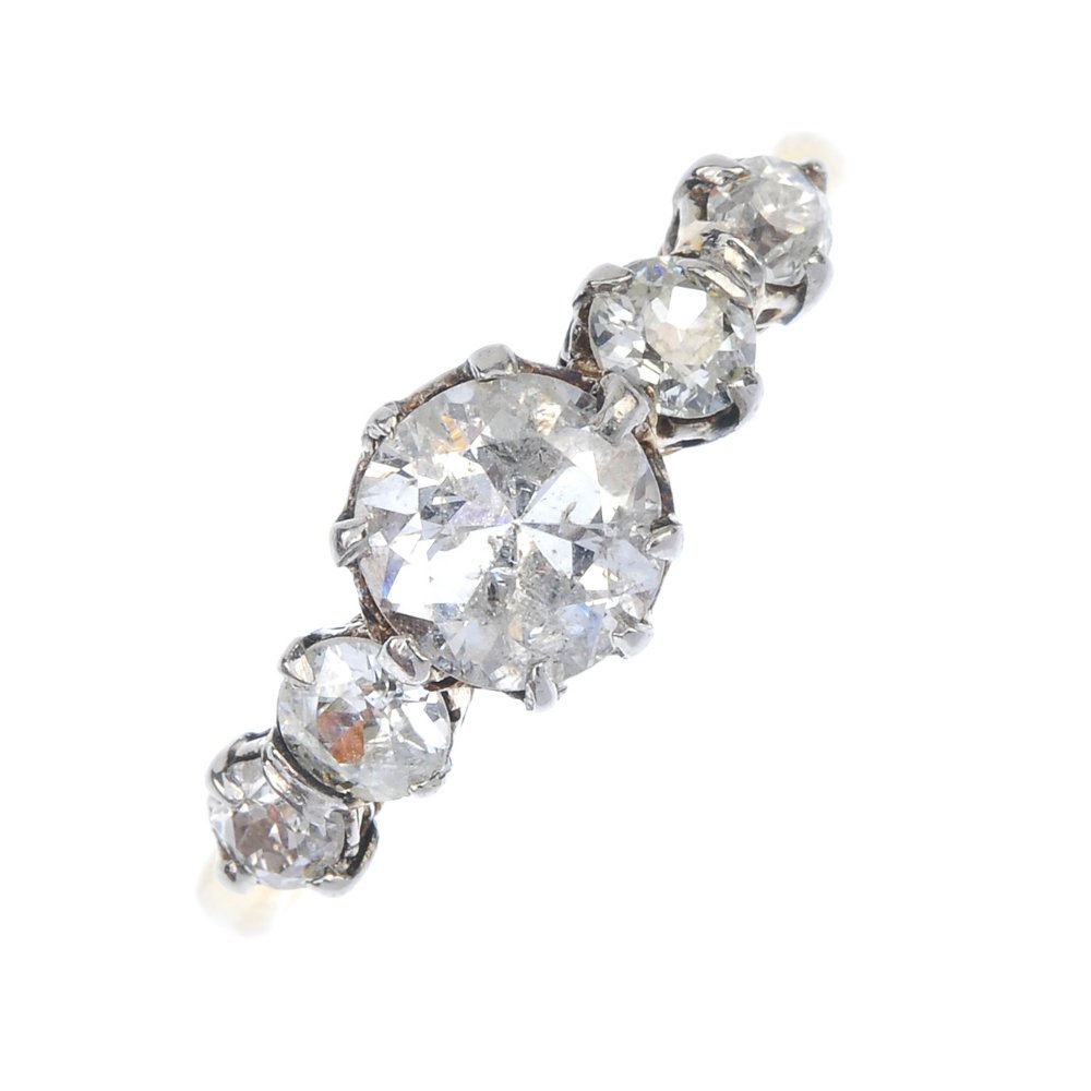 A mid 20th century diamond five-stone ring. (1 of 4)