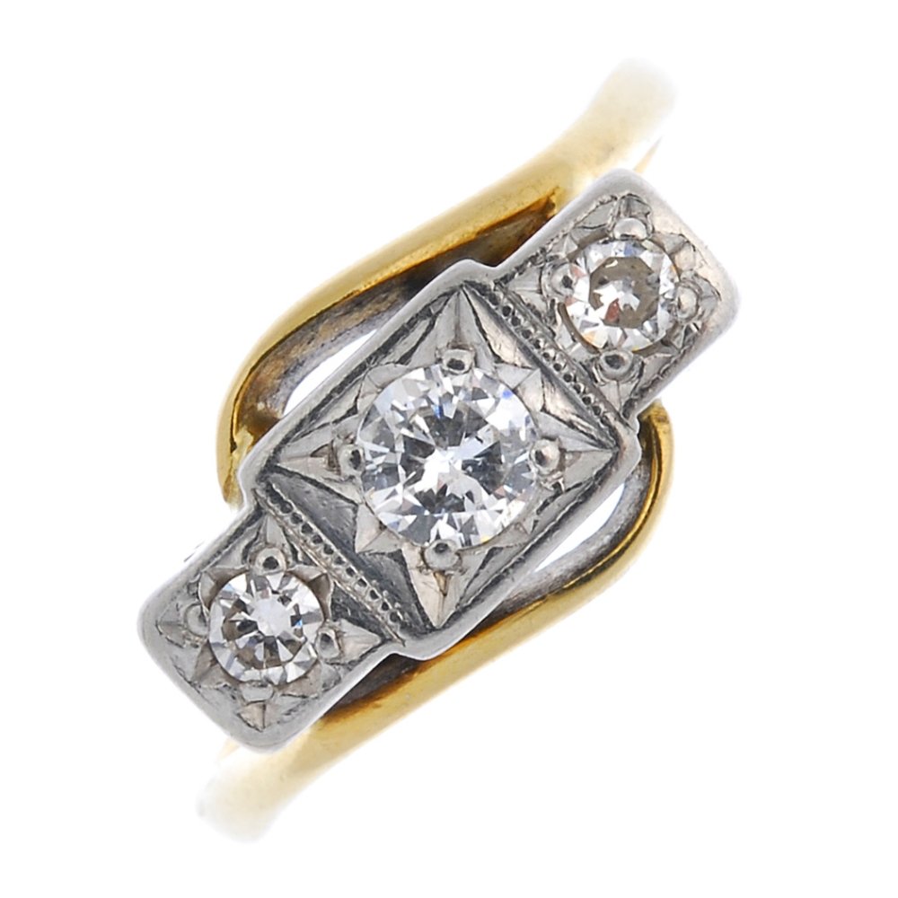 A diamond three-stone ring. (1 of 1)