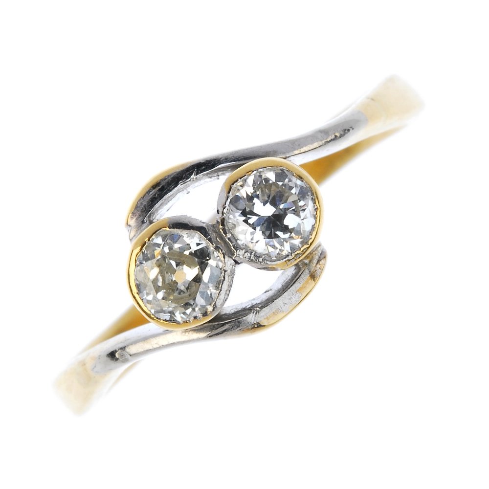 A mid 20th century 18ct gold diamond two-stone (1 of 4)