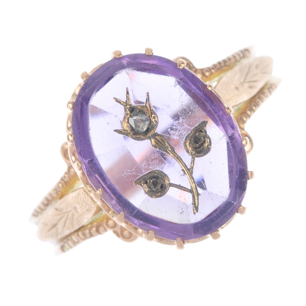 A late 19th century amethyst and diamond ring. (1 of 4)