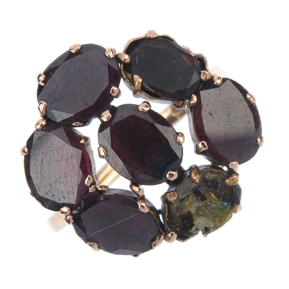 A mid Victorian garnet ring and brooch. (1 of 4)
