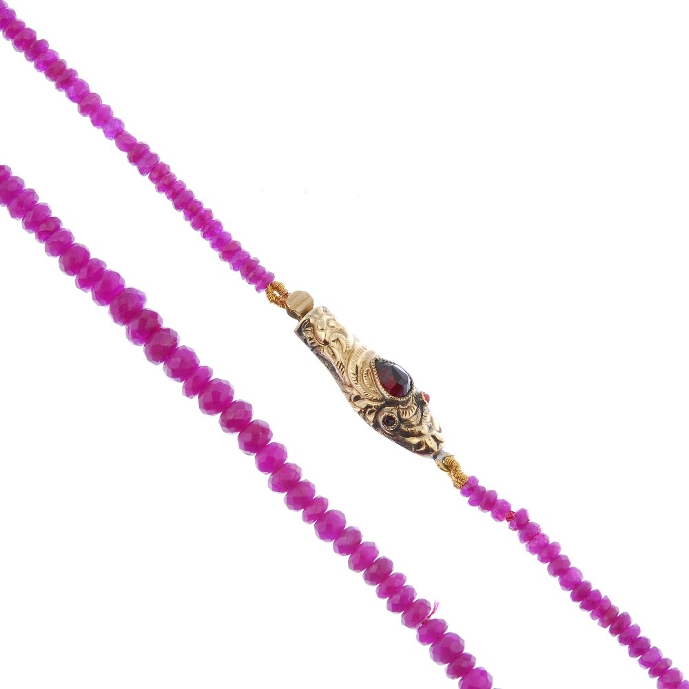 A faceted ruby bead necklace, with mid 19th century (1 of 4)