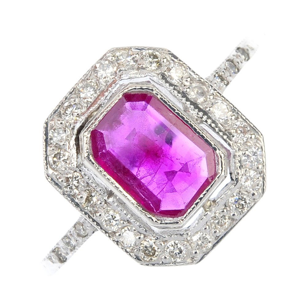 A ruby and diamond cluster ring. (1 of 3)