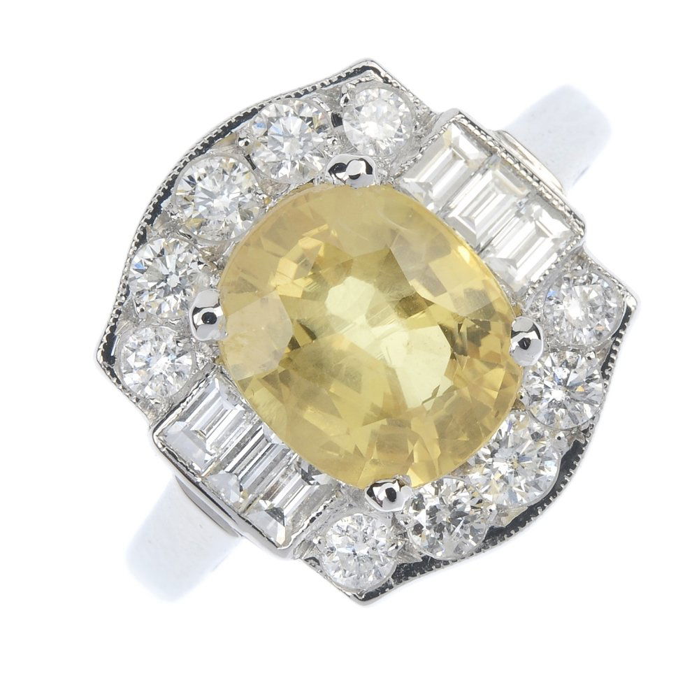 A sapphire and diamond cluster ring. (1 of 2)