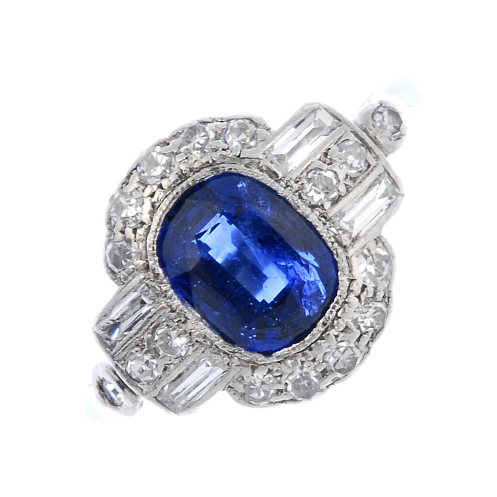 A sapphire and diamond cluster ring. (1 of 3)