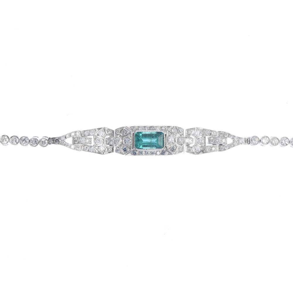 An emerald and diamond bracelet. (1 of 3)
