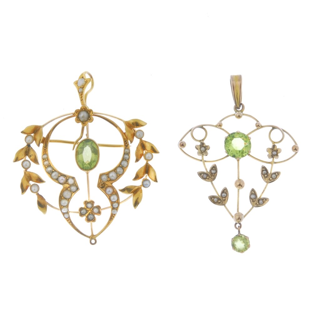 Two early 20th century peridot pendants. (1 of 2)