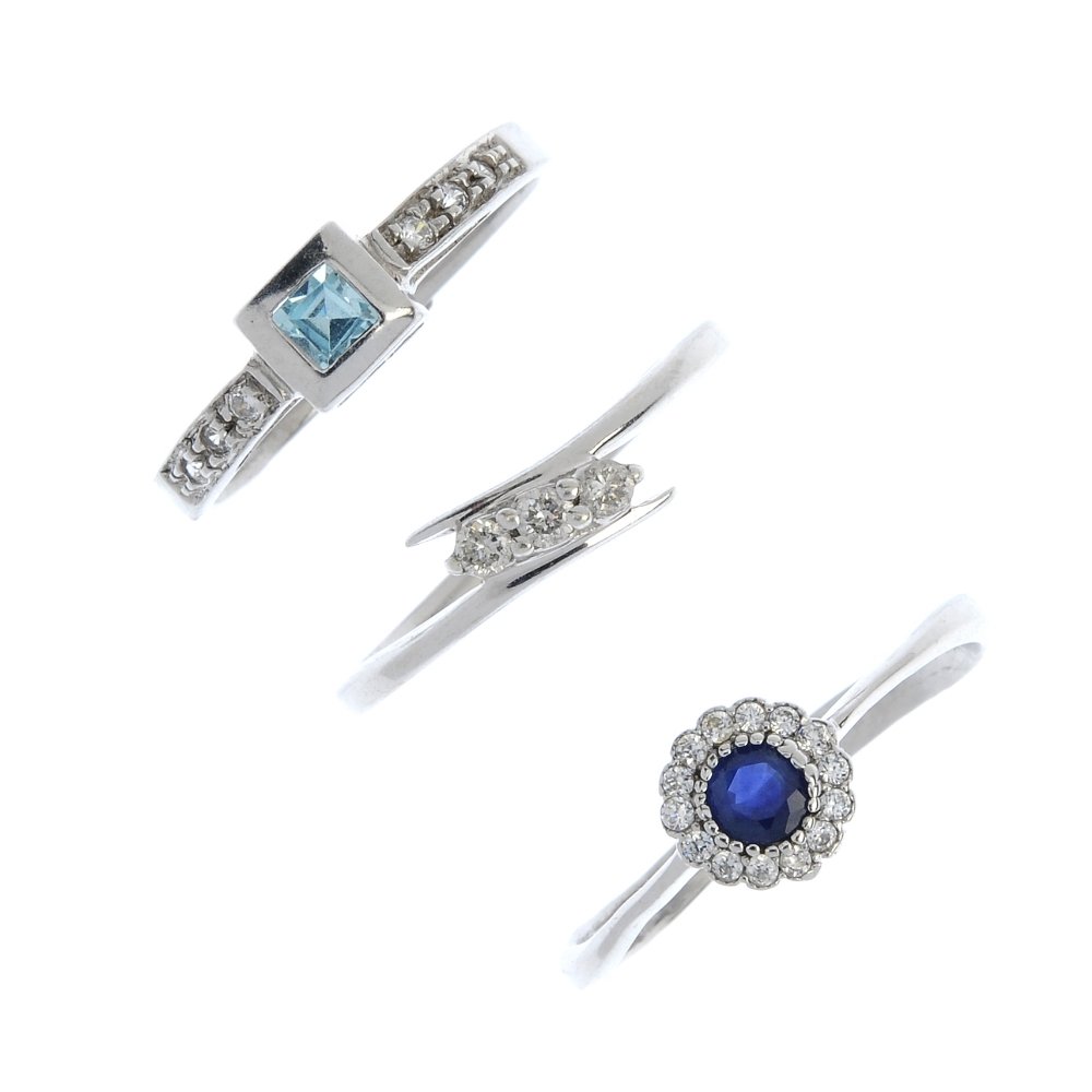 A selection of three gem-set rings. (1 of 4)
