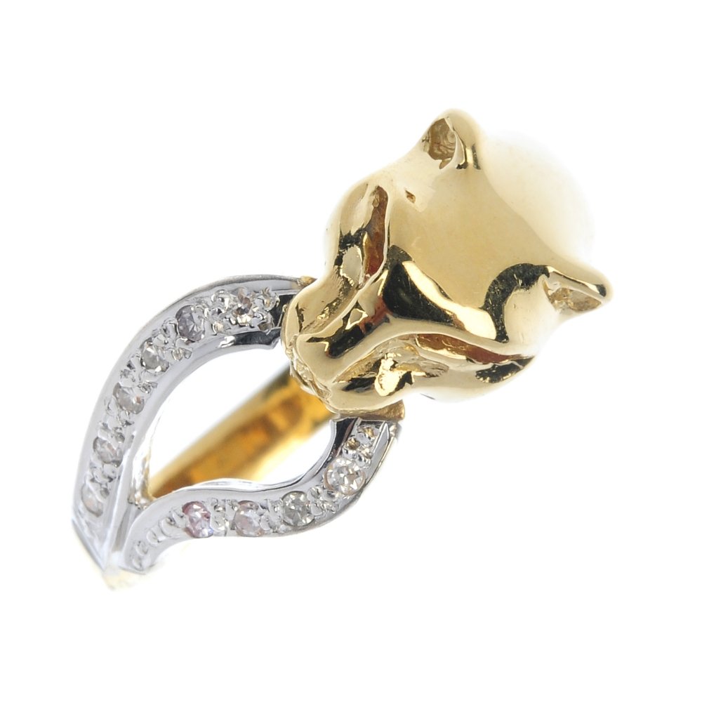 An 18ct gold diamond panther ring. (1 of 4)