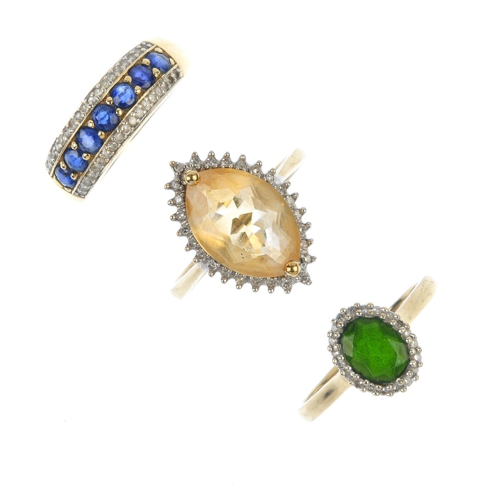 A selection of three diamond and gem-set rings. (1 of 4)