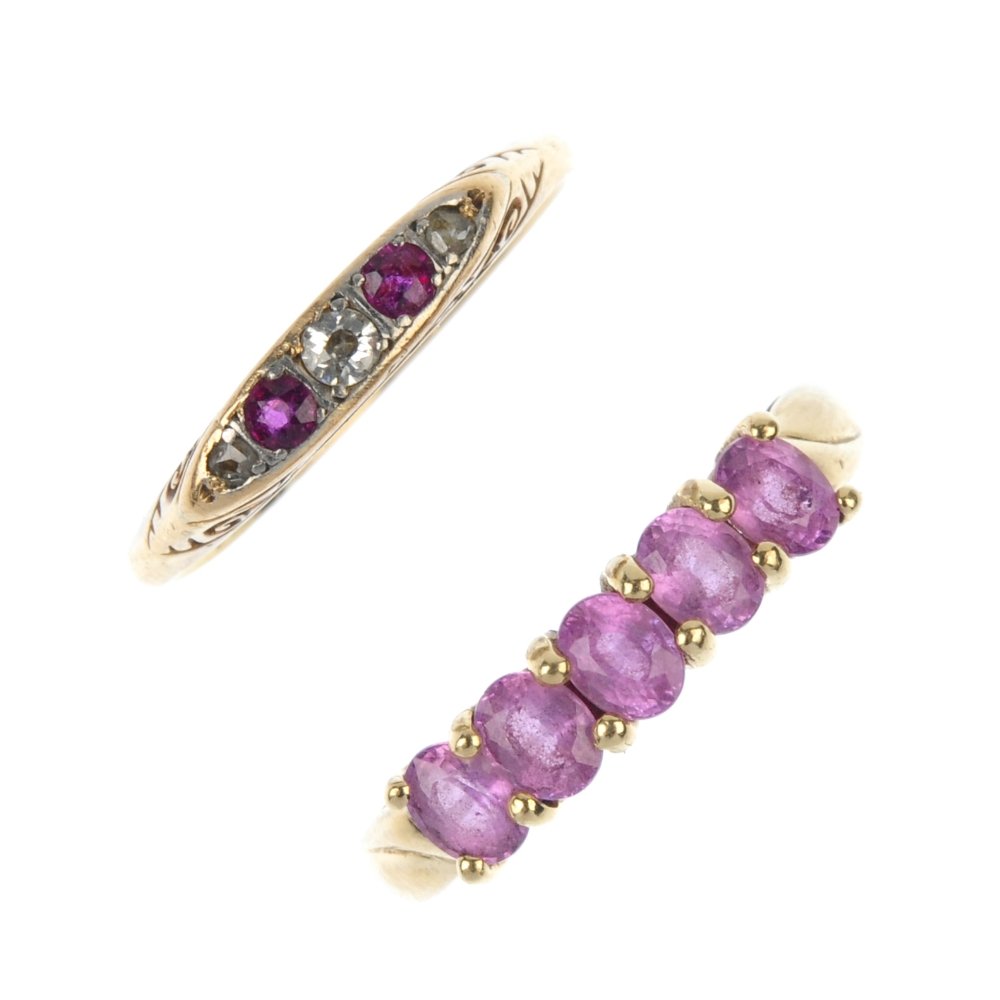 Two gem-set five-stone rings. (1 of 4)