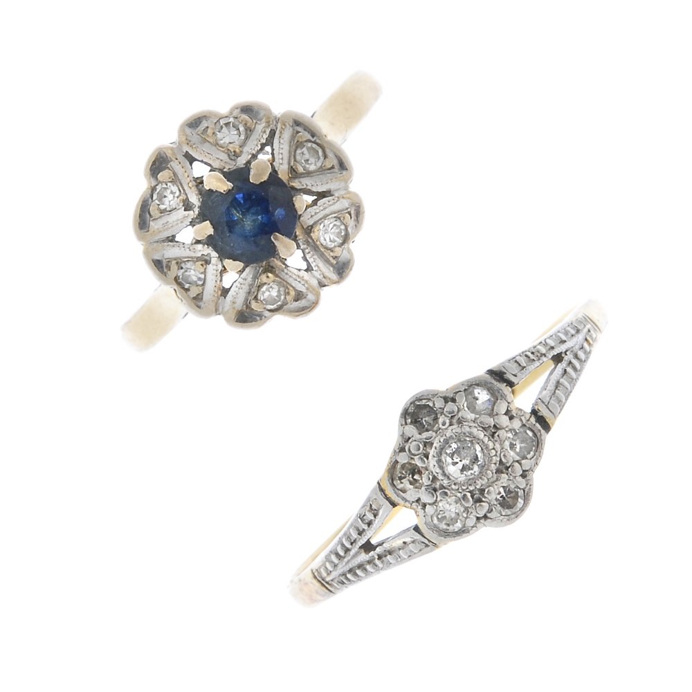 Two early to mid 20th century 18ct gold diamond and (1 of 4)