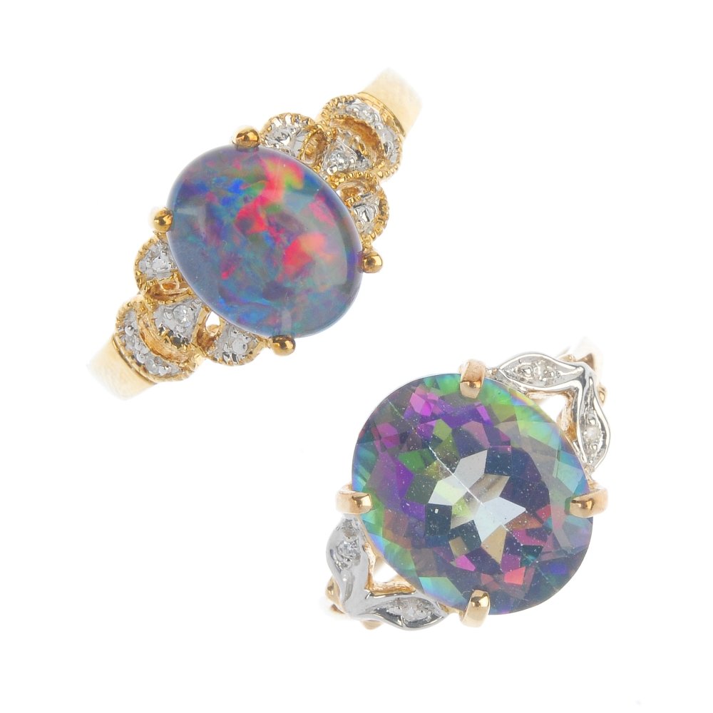 Two 9ct gold gem-set rings. (1 of 4)