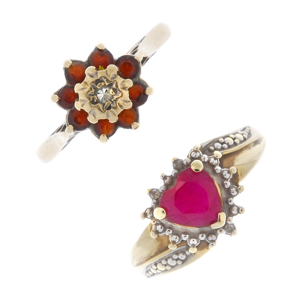 Two 9ct gold gem-set rings. (1 of 4)