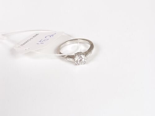 A platinum mounted brilliant cut diamon