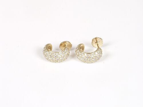A pair of 18ct yellow gold half hoop ea
