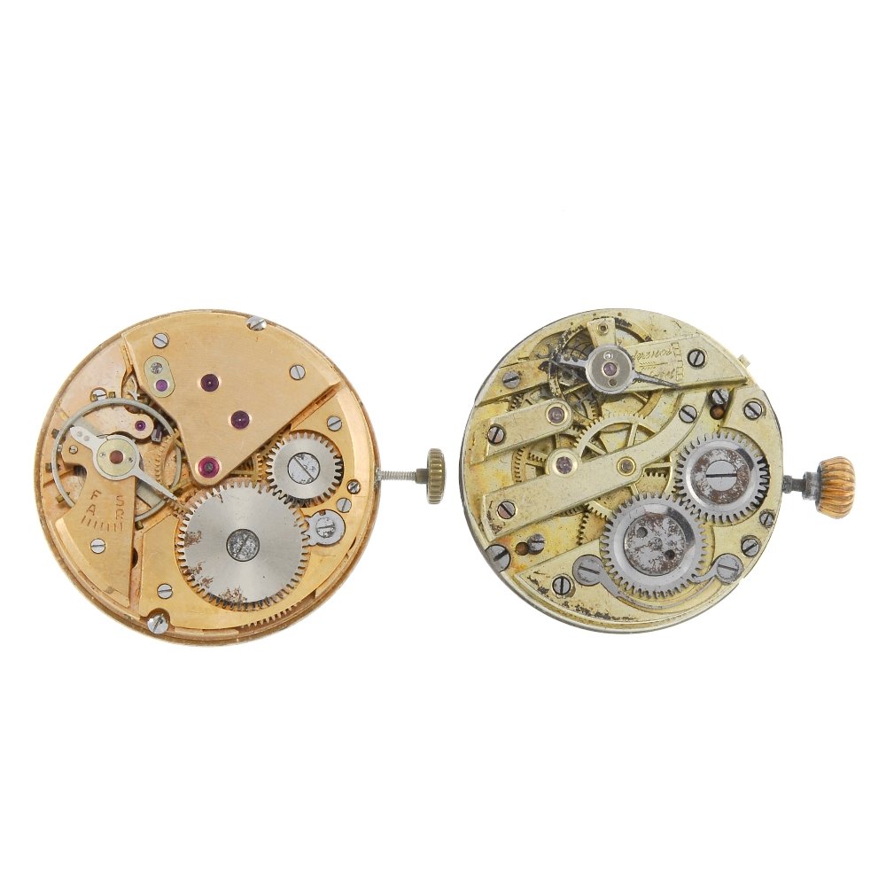 A group of watches movements. Approximately 60.: A group of watches movements, to include chronograph examples and an example by Longines. All recommended for spare or repair purposes only. Approximately 60.