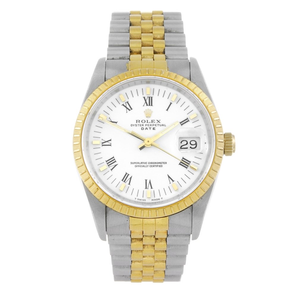 ROLEX - a gentleman's bi-metal Oyster Perpetual Date (1 of 4)