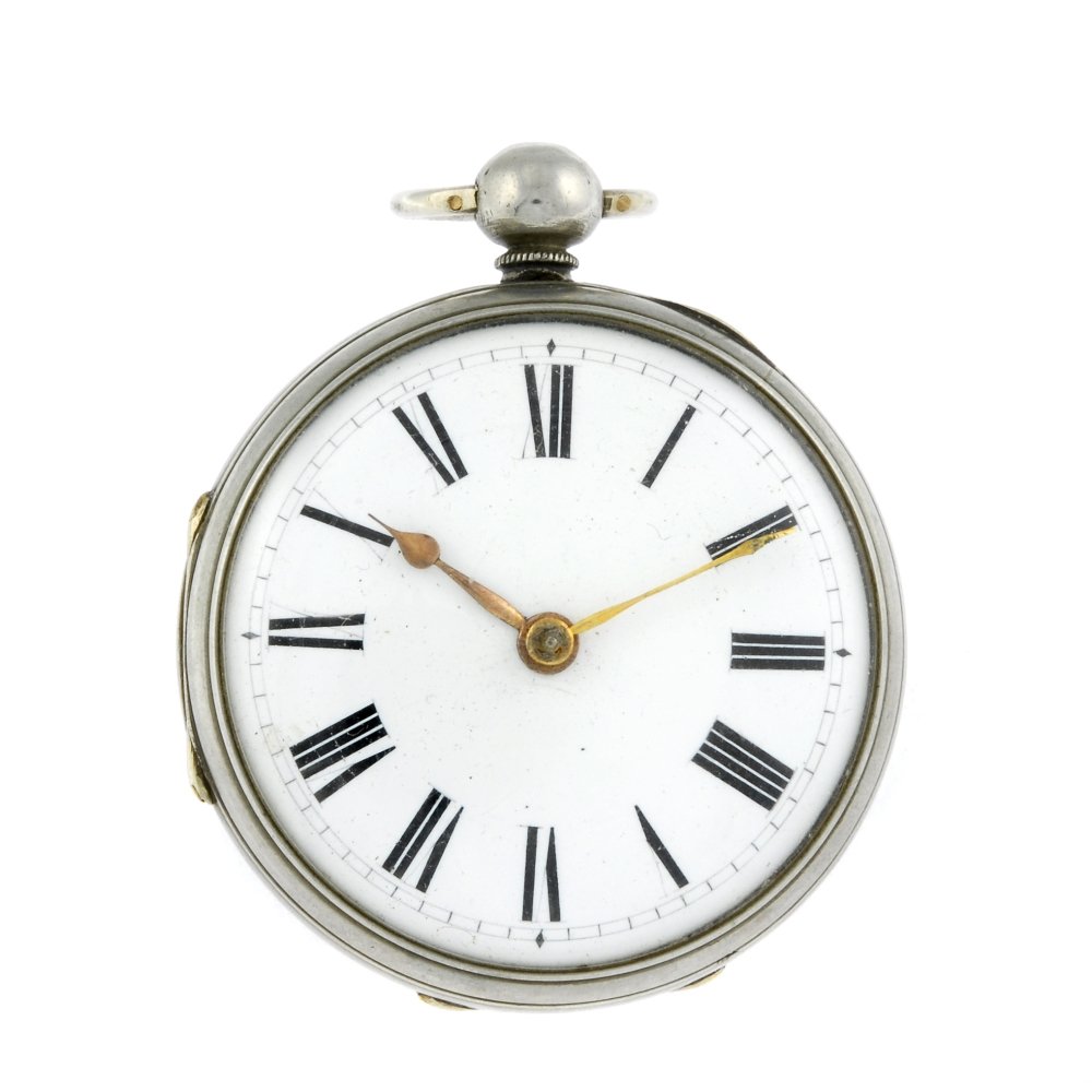 A base metal open face pocket watch. (1 of 4)