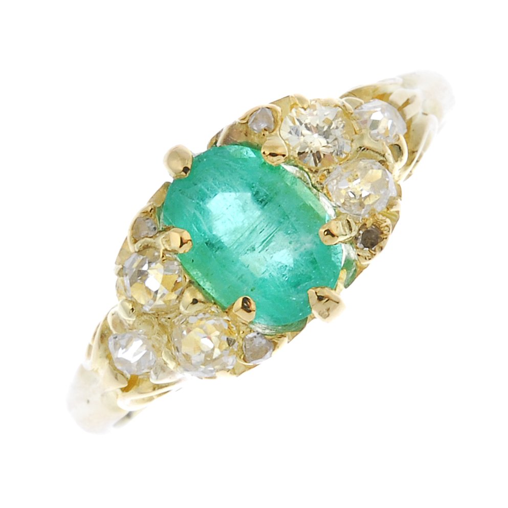 An emerald and diamond ring. (1 of 3)