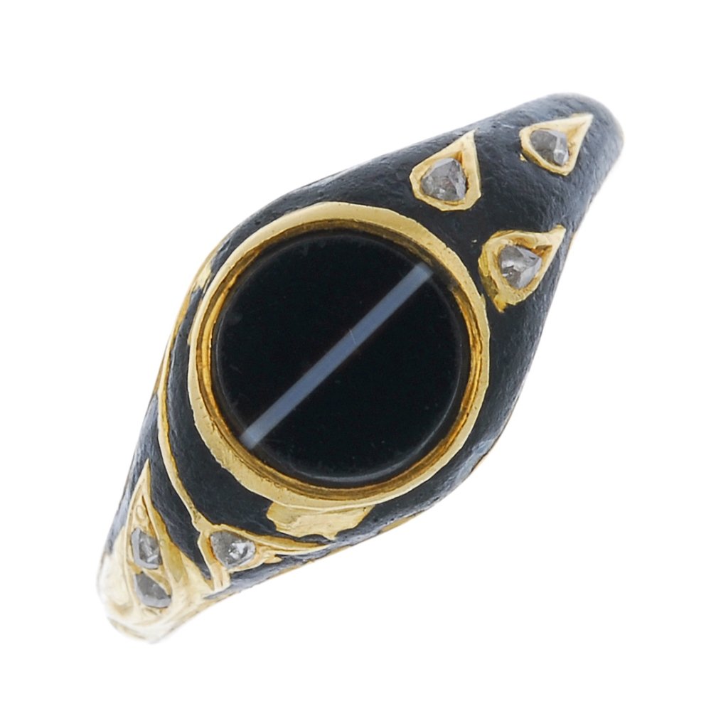 A late Victorian gold enamel, diamond and banded agate (1 of 5)