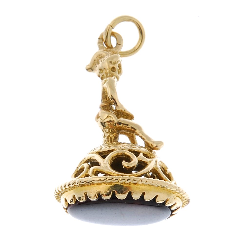 A 9ct gold stone-set fob. (1 of 2)