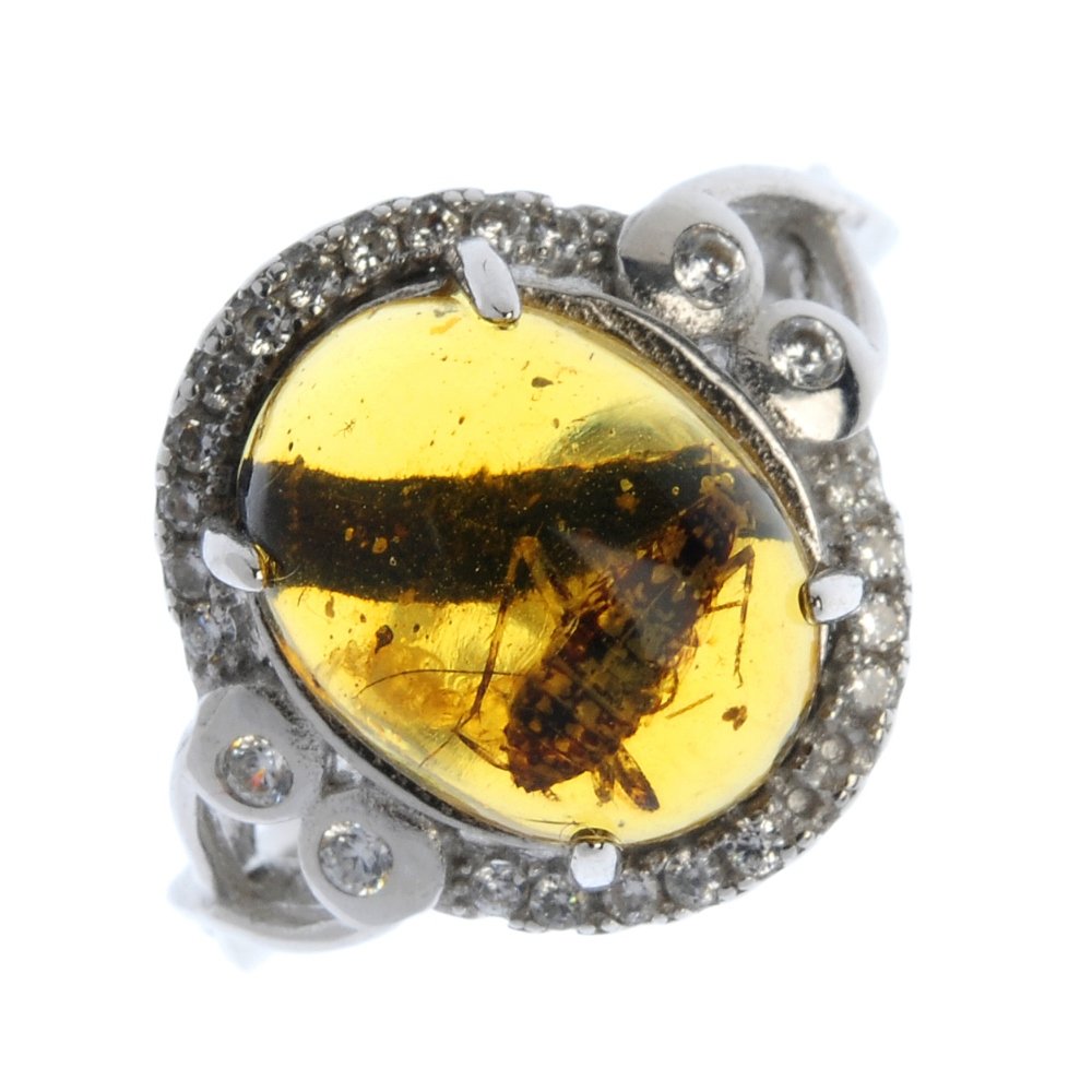 A natural Burmese amber ring with insect inclusion. (1 of 4)